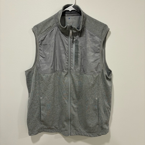 Vineyard Vines Men’s Fairhaven Vest Golf Gray Camo OTG Performance Zip Up Sport - Picture 1 of 11
